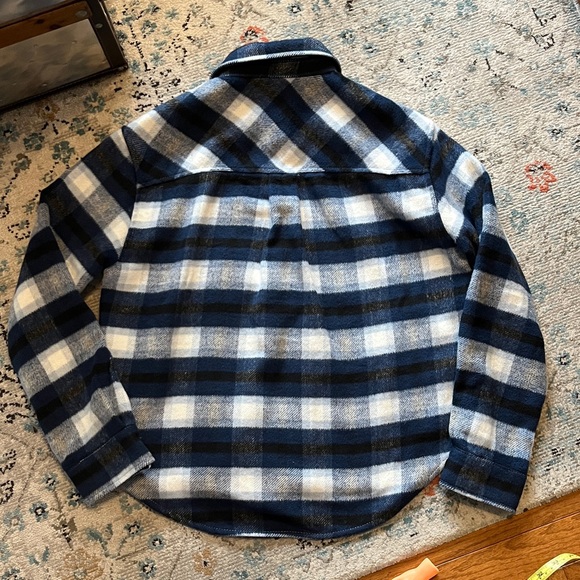 Kensie Blue & Black Plaid Flannel Shacket Pockets - Picture 11 of 15